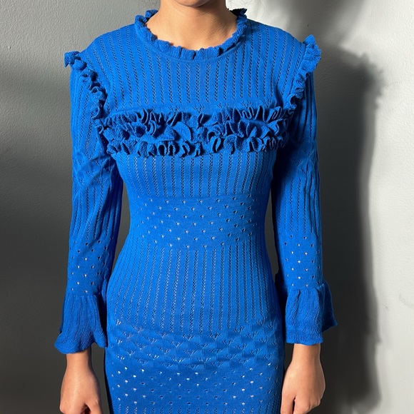 Bebe Knit Dress Ruffle Chest and Hem size Small - Picture 4 of 14